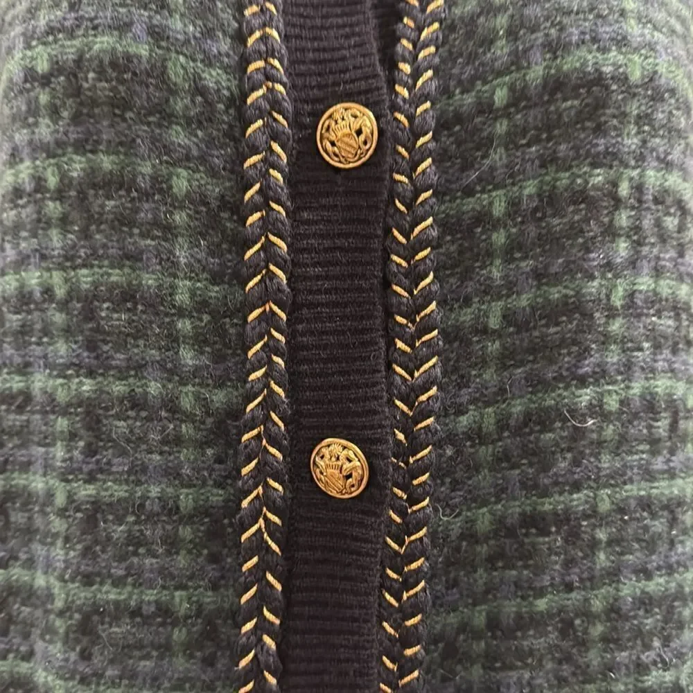 NWT. C by Bloomingdale's Cashmere Tweed Cardigan. Navy Combo. - Picture 6 of 6